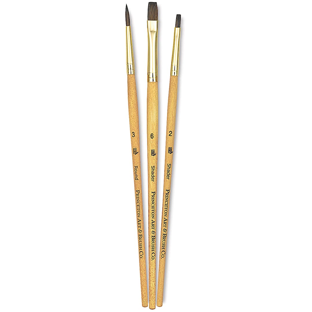 Open in modal - Princeton Real Value Brush Set - 9101, Synthetic Pony, Short Handle, Set of 3