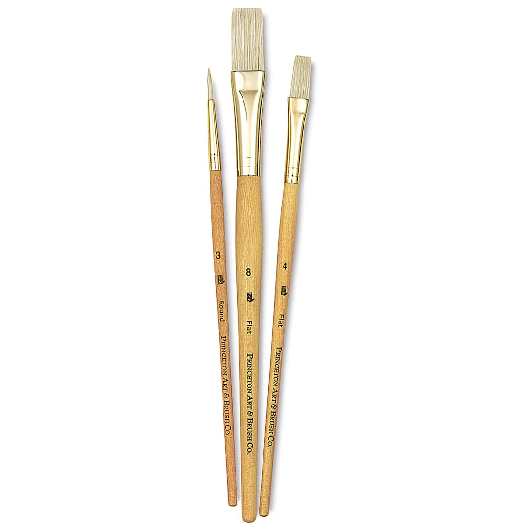 Open in modal - Princeton Real Value Brush Set - 9103, Bristle, Short Handle, Set of 3