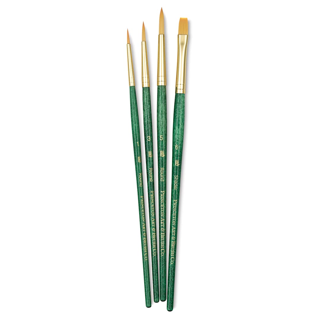 Open in modal - Princeton Real Value Brush Set - 9115, Golden Taklon, Short Handle, Set of 4