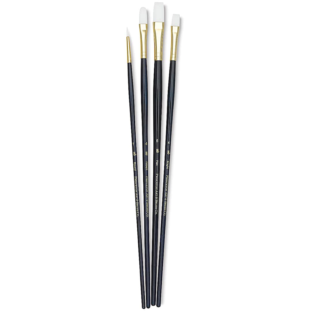 Open in modal - Princeton Real Value Brush Set - 9130, White Taklon, Long Handle, Set of 4