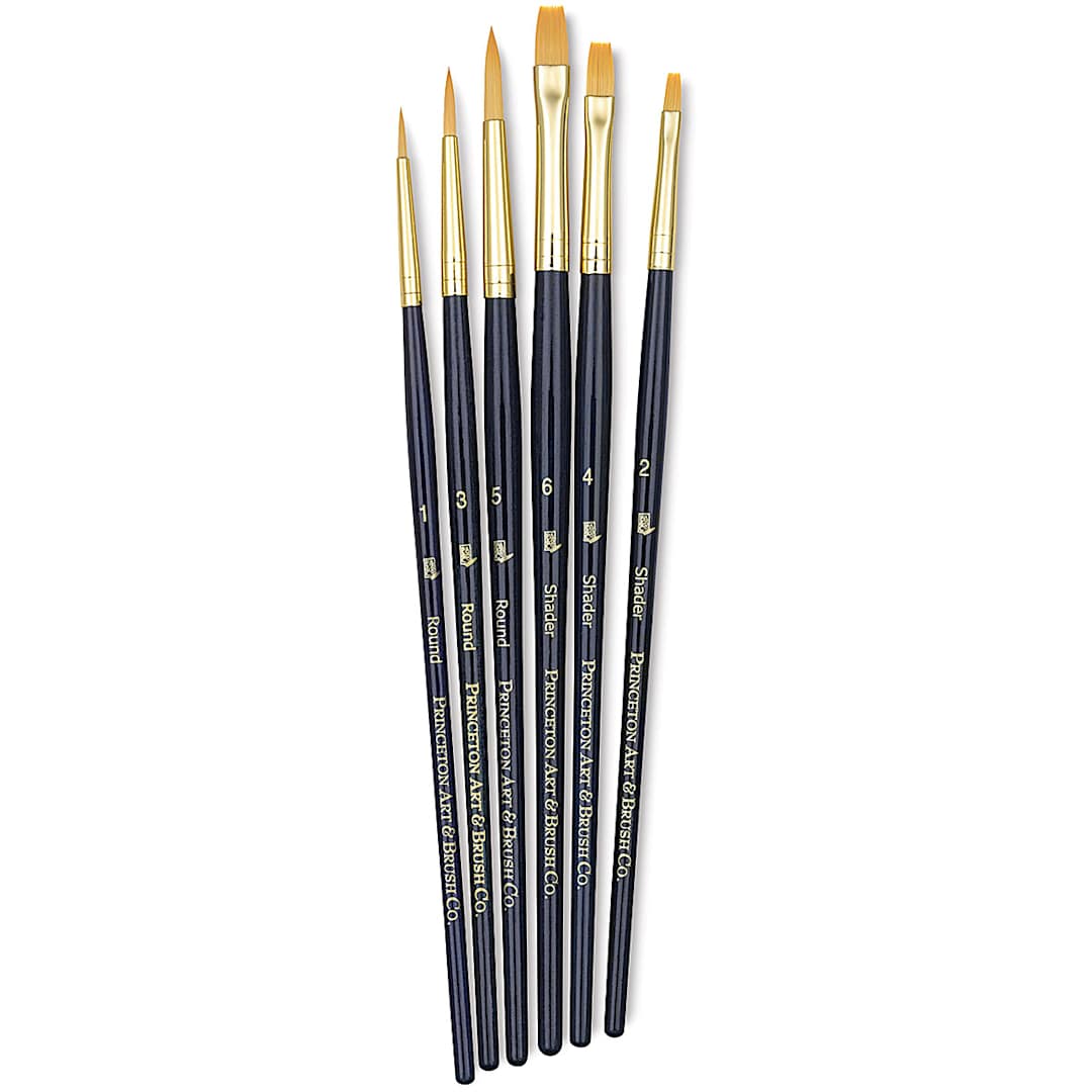 Open in modal - Princeton Real Value Brush Set - 9137, Golden Taklon, Short Handle, Set of 6