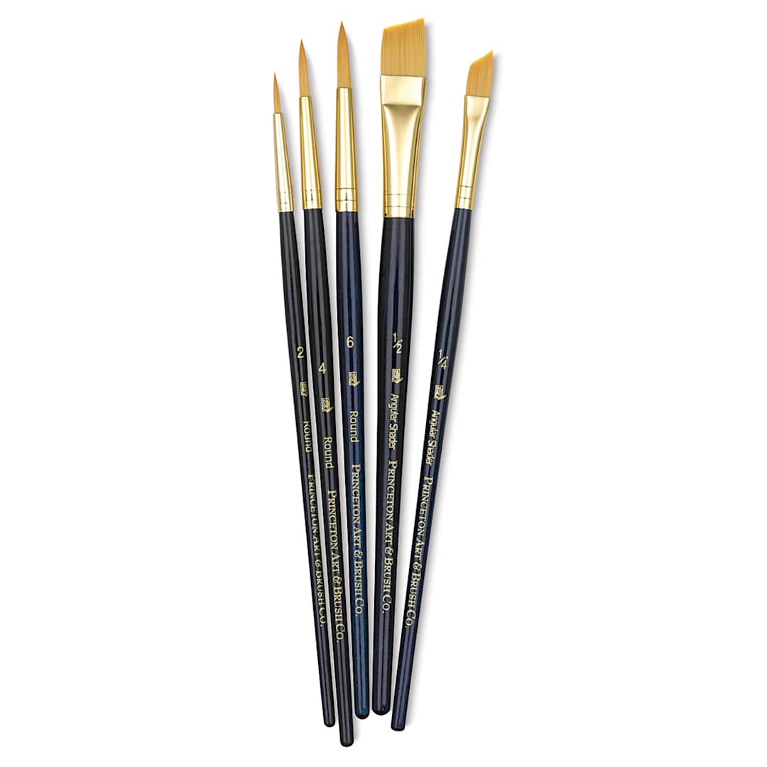 Open in modal - Princeton Real Value Brush Set - 9139, Golden Taklon, Short Handle, Set of 5