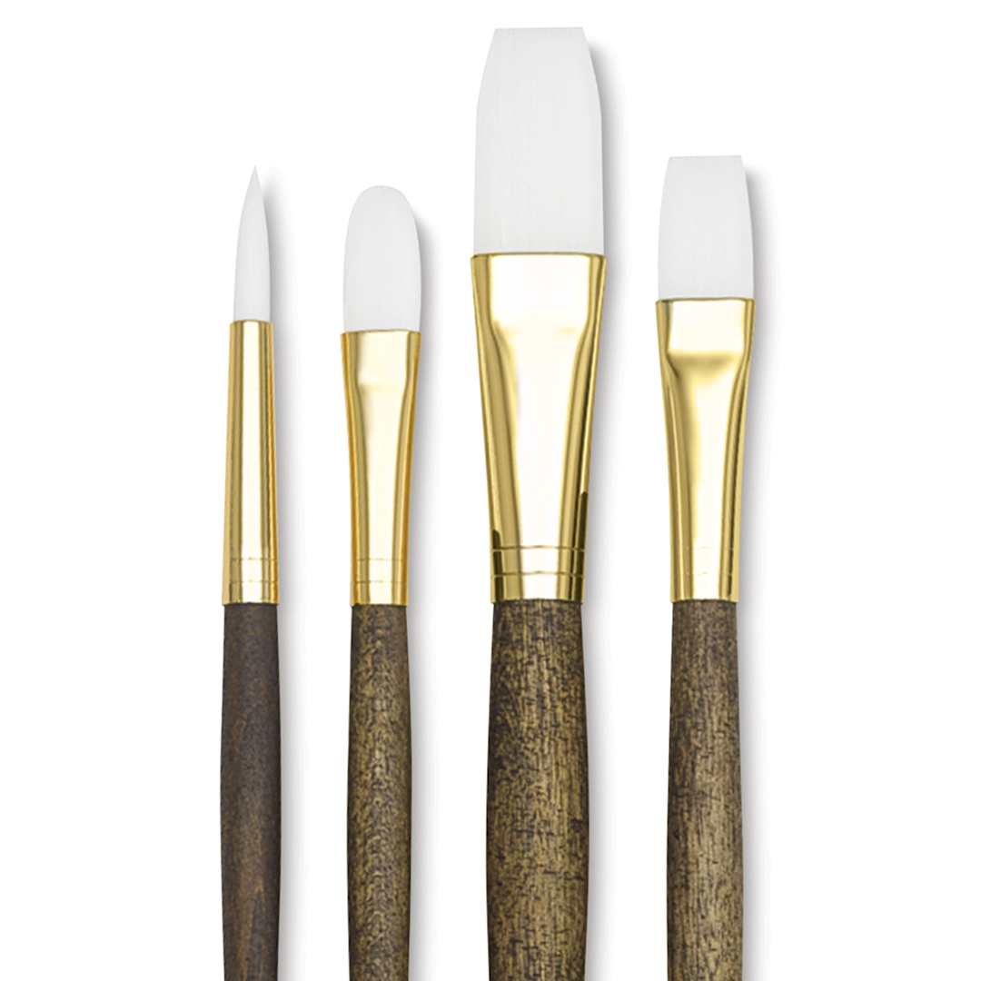 Open in modal - Princeton Real Value Brush Set - 9147, White Taklon, Long Handle, Set of 4