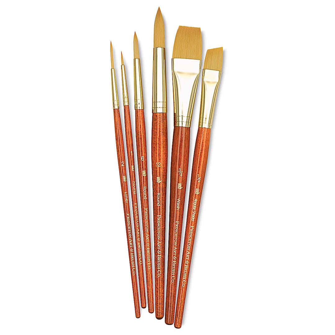 Princeton Real Value Brush Set - 9153, Golden Taklon, Short Handle, Set of 6 | BLICK Art Materials