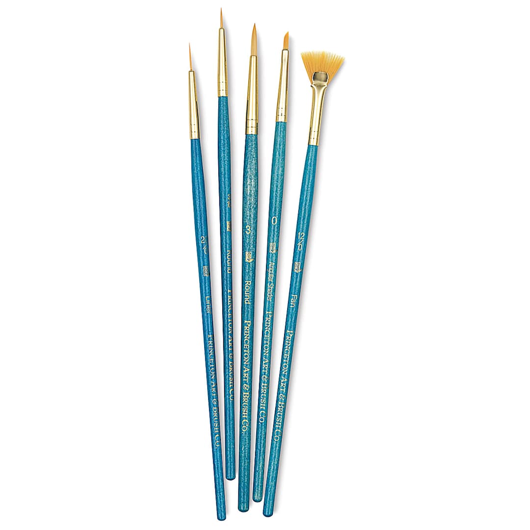 Open in modal - Princeton Real Value Brush Set - 9170, Golden Taklon, Short Handle, Set of 5