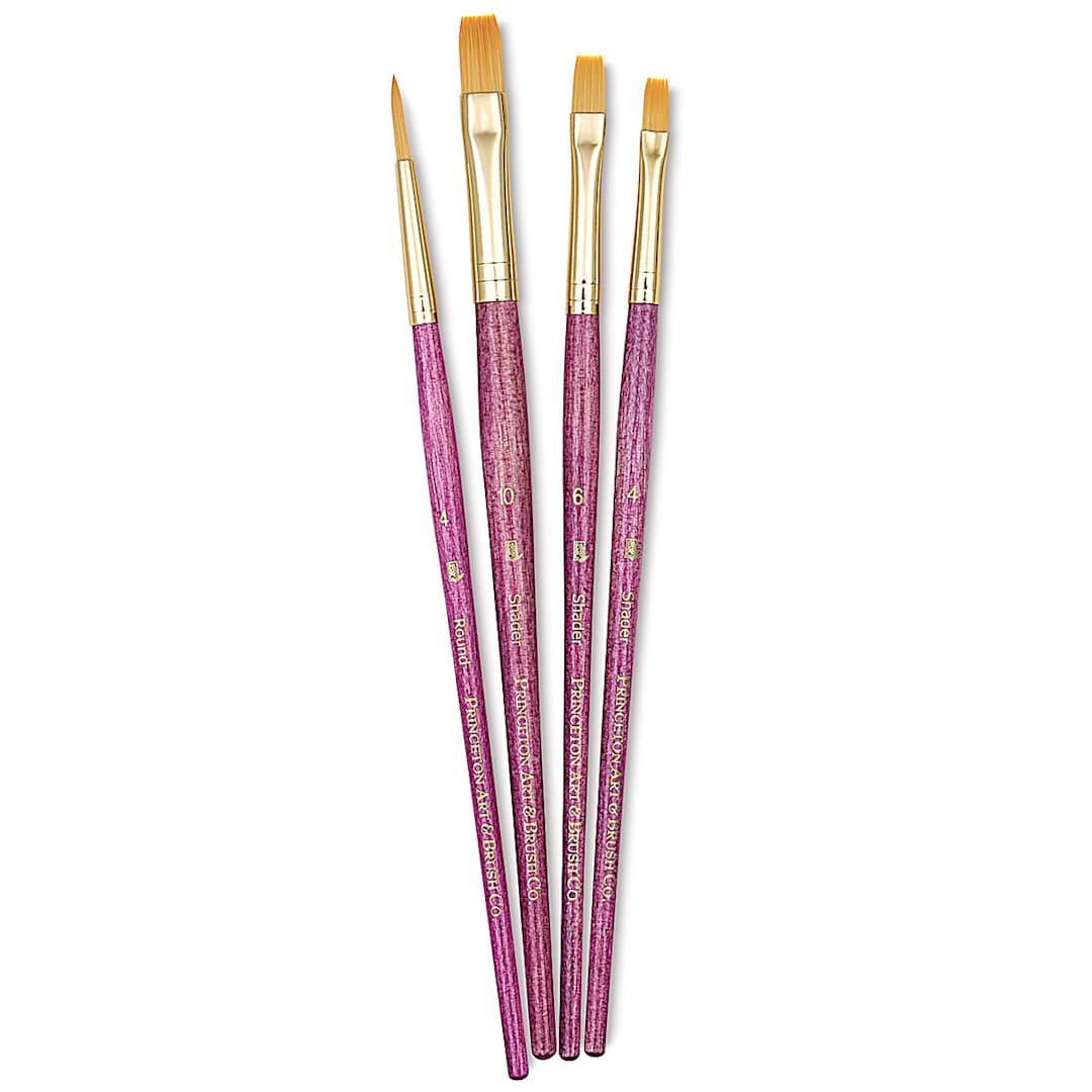 Open in modal - Princeton Real Value Brush Set - 9181, Golden Taklon, Short Handle, Set of 4