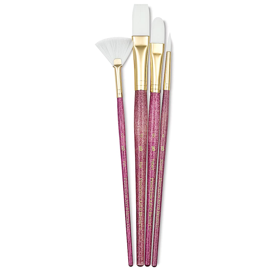 Open in modal - Princeton Real Value Brush Set - 9182, White Taklon, Short Handle, Set of 4