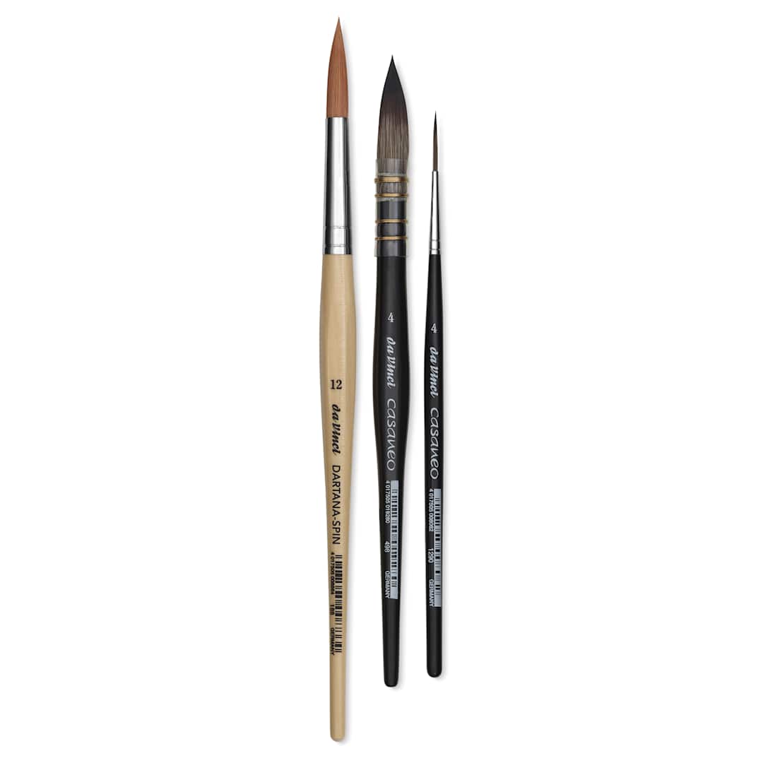 Open in modal - Da Vinci Contemporary Landscape Synthetic Brushes - Set of 3, laid out
