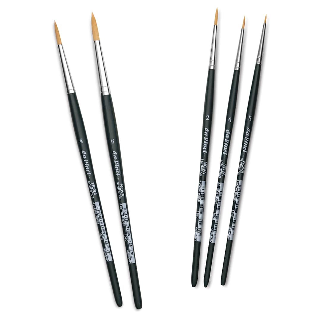 Open in modal - Da Vinci Nova Synthetic Brushes - Set 5230, Round, Short Handle, Set of 5