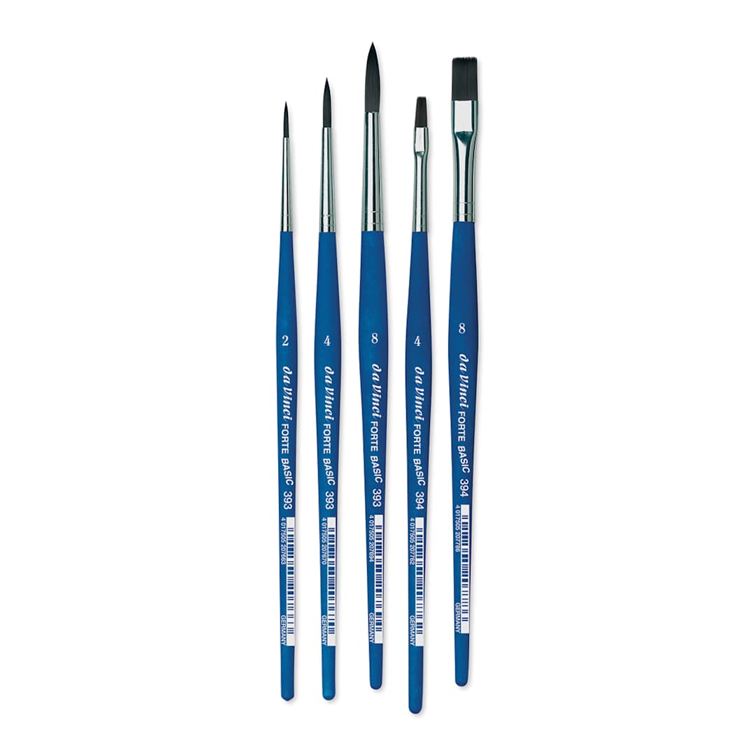Open in modal - Da Vinci Forte Basic Synthetic Brushes - Assorted, Short Handler, Set of 5