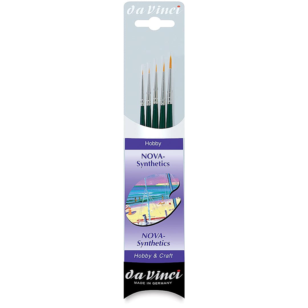 Open in modal - Da Vinci Nova Synthetic Brushes - Miniature Painting Set, Short Handle, Set of 5