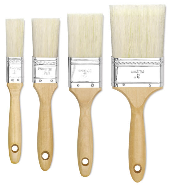 Open in modal - Linzer Bristle/Polyester Gesso Brushes - Assorted sizes of Gesso Brushes shown upright
