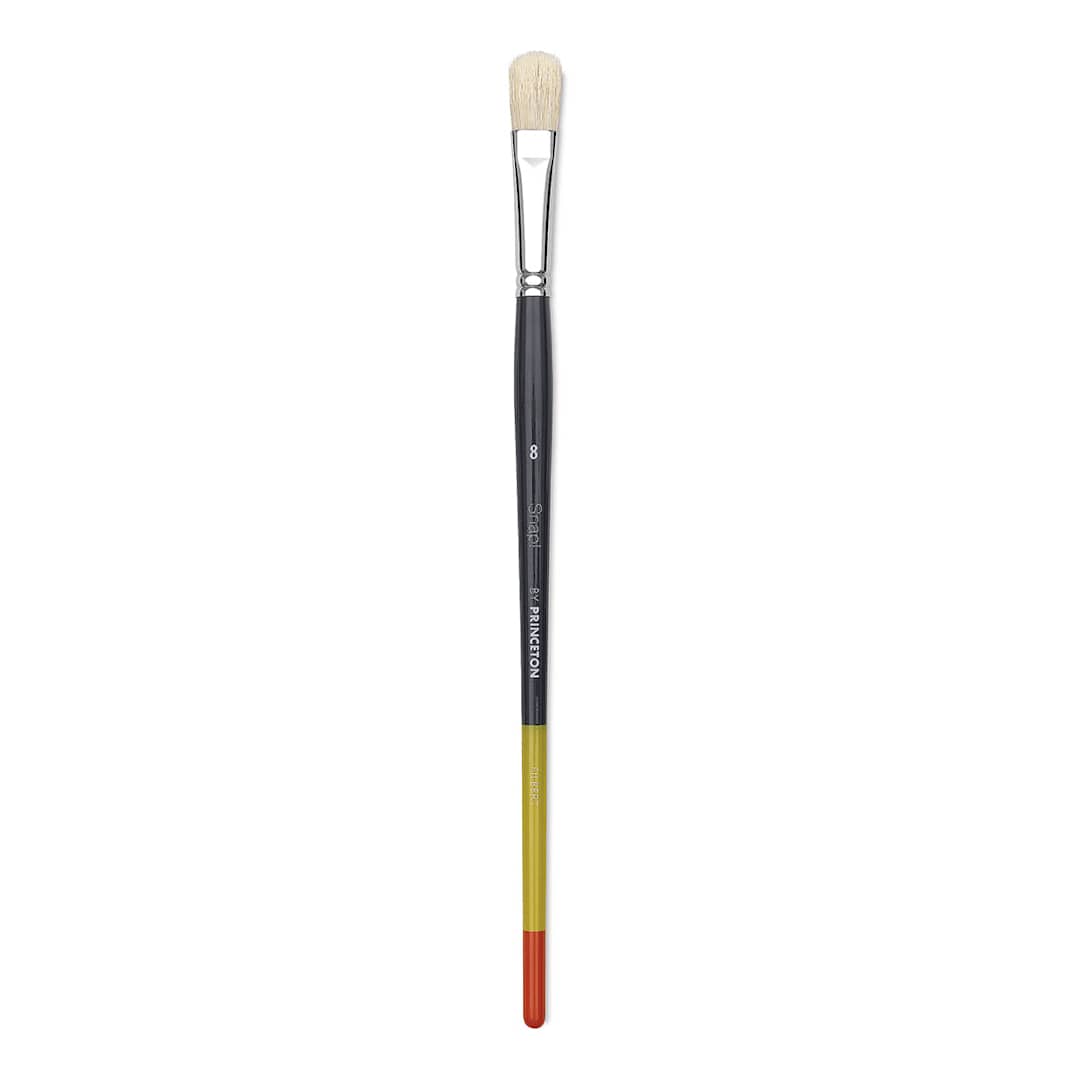 Open in modal - Princeton Snap! Natural Bristle Brush - Filbert, Long Handle, Size 8