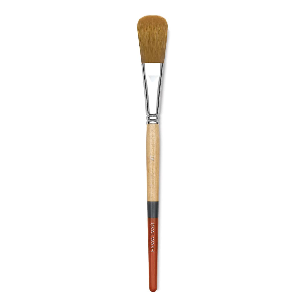 Open in modal - Princeton Snap! Golden Taklon Brush - Oval Wash, Short Handle, 3/4"