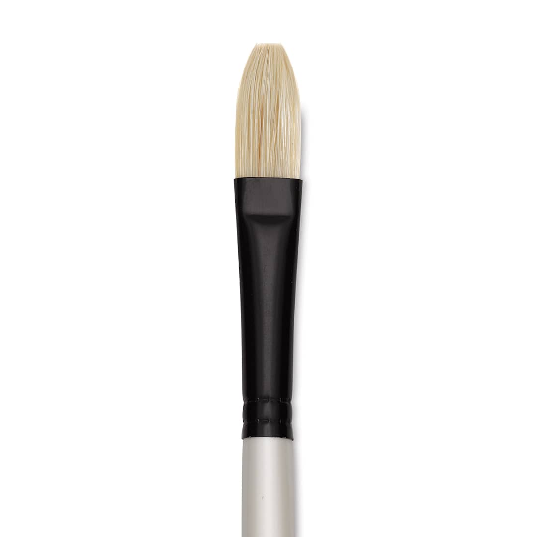 Open in modal - Robert Simmons Simply Simmons Chungking Hog Bristle Brush - Flat, Long Handle, Size 8 close up