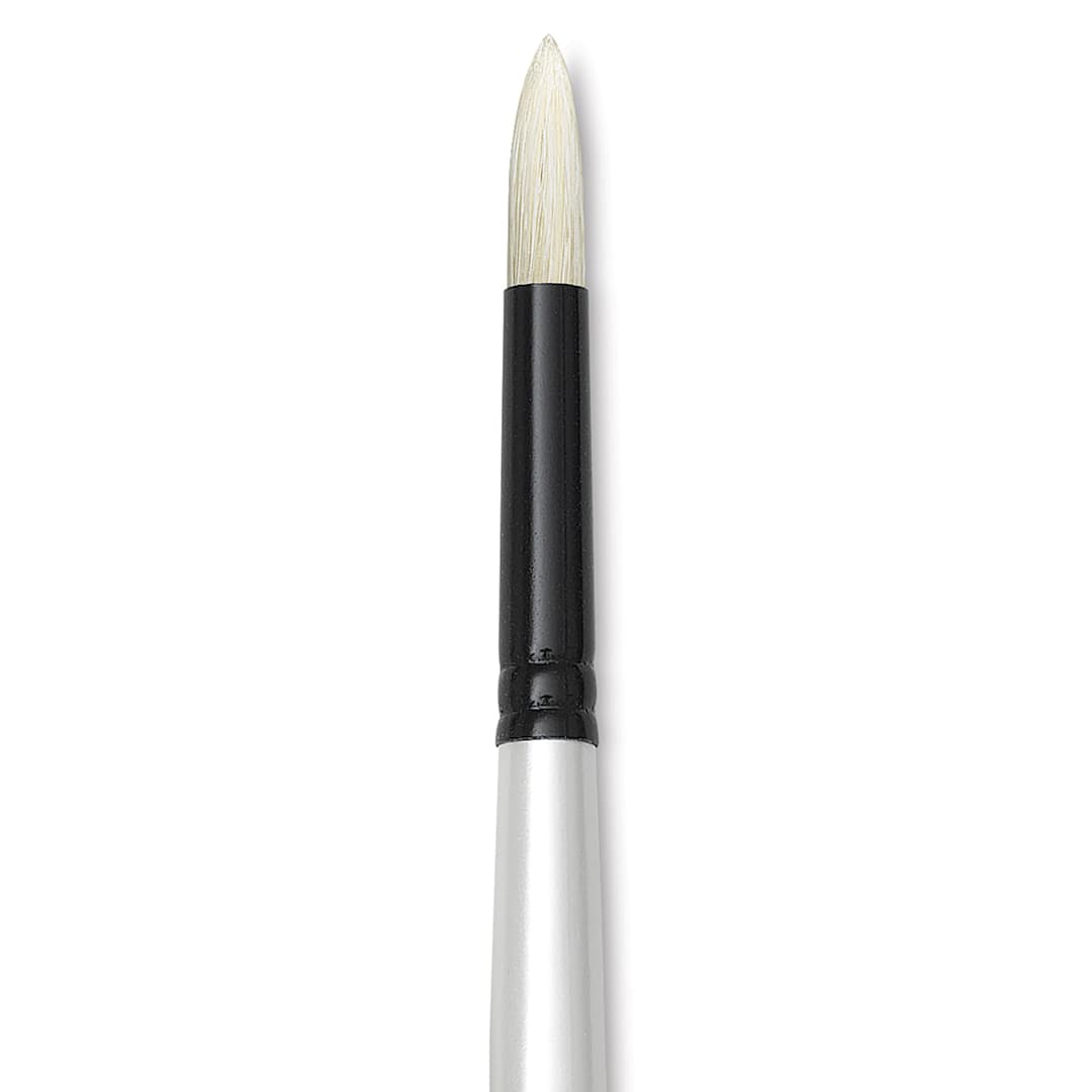 Open in modal - Robert Simmons Simply Simmons Chungking Hog Bristle Brush - Round, Long Handle, Size 6 close up