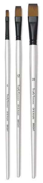 Open in modal - Simply Simmons Synthetic Bristle Brushes - 3 sizes of Bright brushes upright
