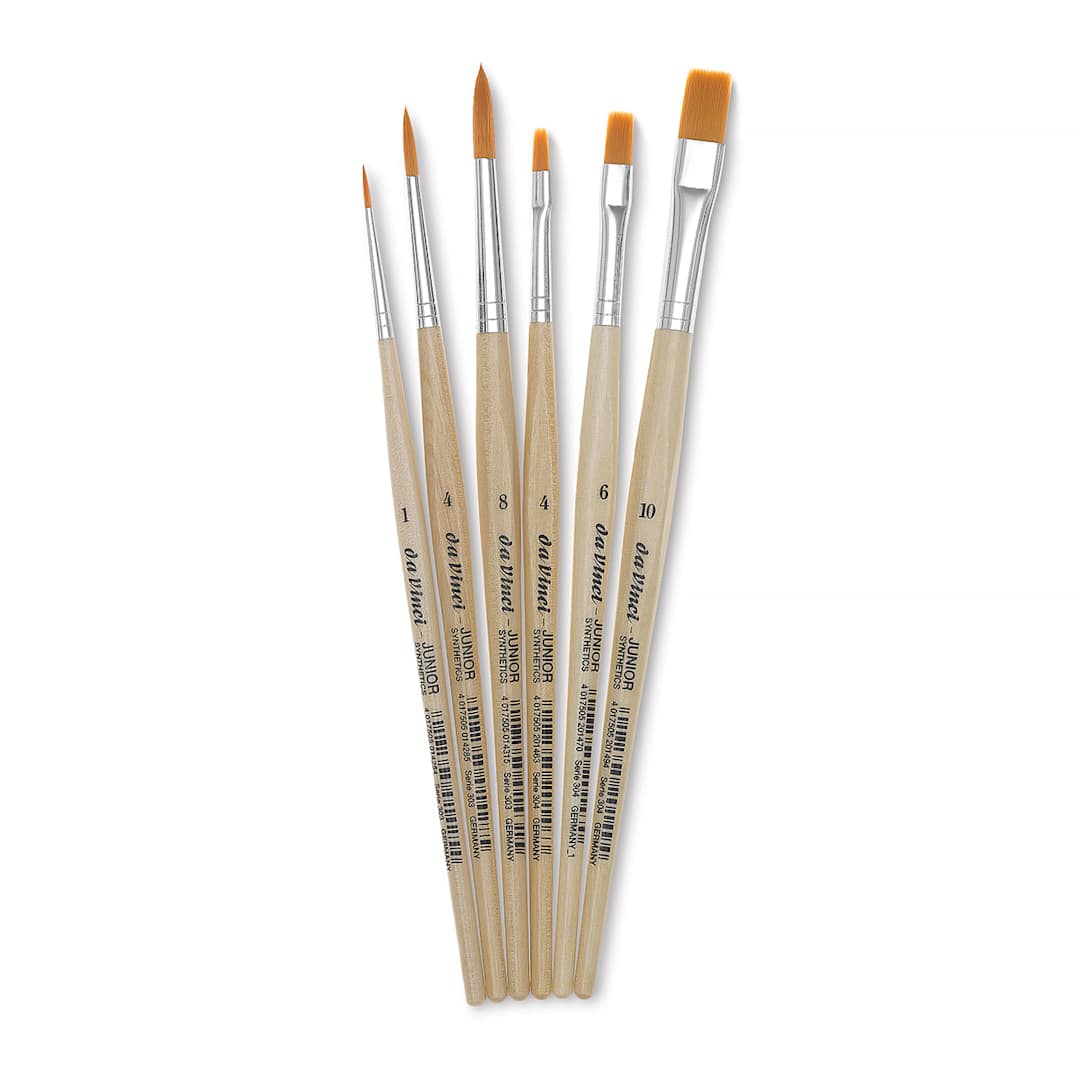 Open in modal - Da Vinci Junior Synthetic Brushes - Assorted Styles of brushes shown upright
