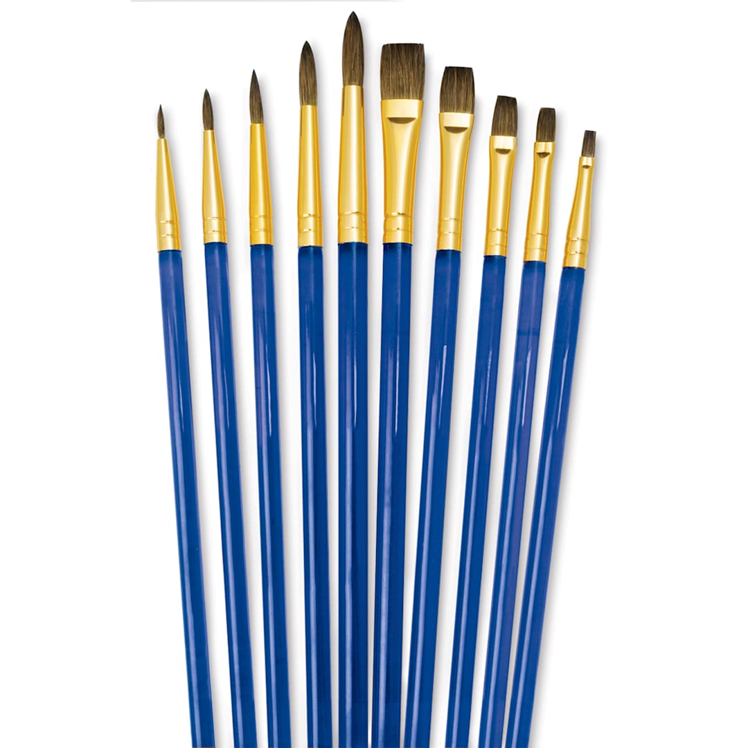 Open in modal - Royal Langnickel Classroom Assortment - Set of 30, showing each brush type and size