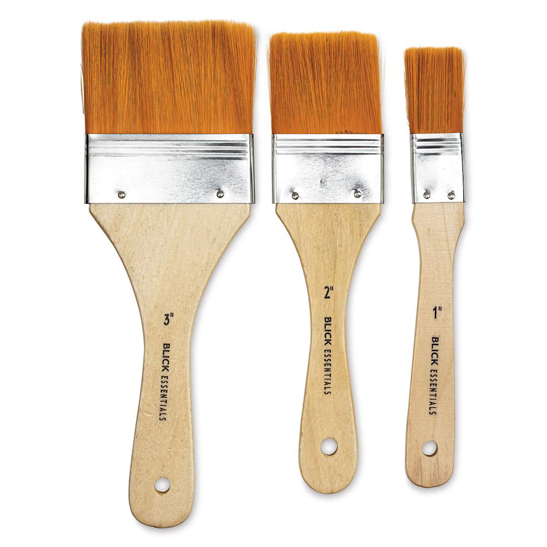 Open in modal - Blick Essentials Value Brush Set - Utility Brushes, Brown Nylon, Set of 3