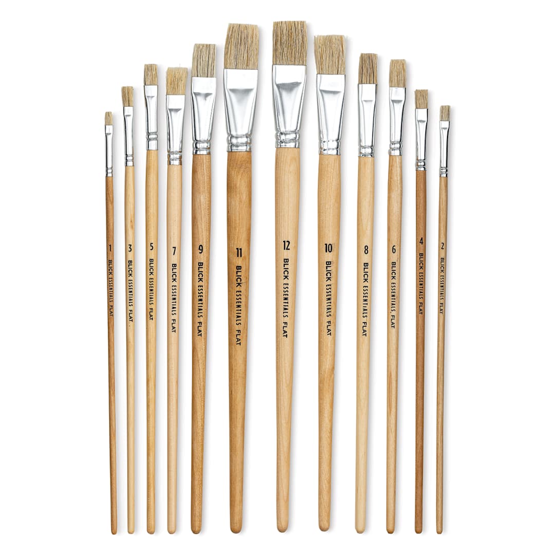 Open in modal - Blick Essentials Value Brush Set - Flat Brushes, Bristle, Set of 12