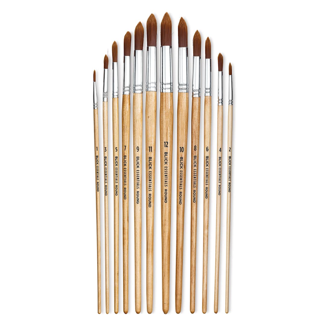 Open in modal - Blick Essentials Value Brush Set - Round Brushes, Brown Nylon, Set of 12