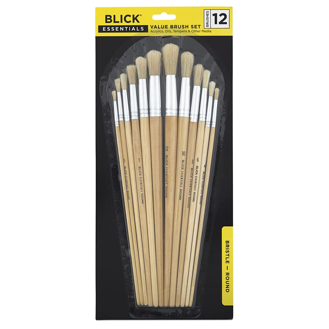 Open in modal - Blick Essentials Value Brush Set - Round Brushes, Bristle, Set of 12 (in packaging)