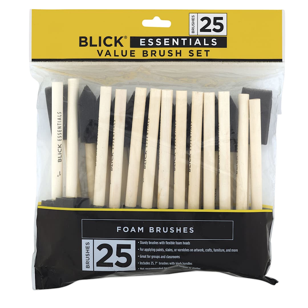 Open in modal - Blick Essentials Value Brush Set - Foam Brushes, 1", Set of 25 in package