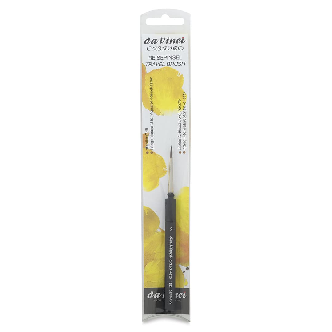 Open in modal - Da Vinci Casaneo Synthetic Squirrel Watercolor Brush - Travel Round, Size 2, Short Handle 