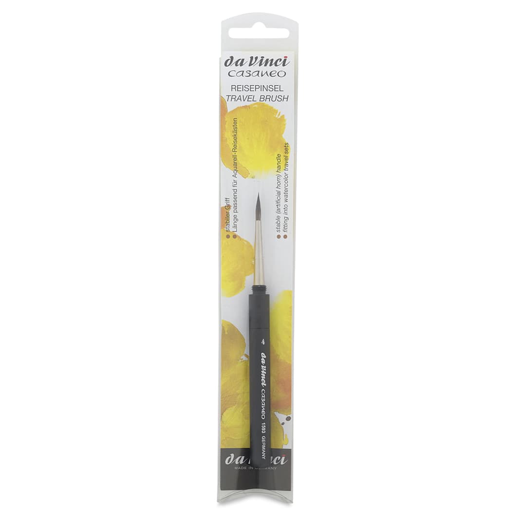 Open in modal - Da Vinci Casaneo Synthetic Squirrel Watercolor Brush - Travel Round, Size 4, Short Handle 