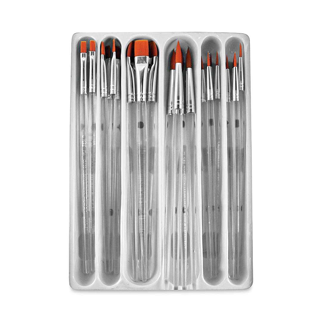 Open in modal - Royal & Langnickel Clear Choice Taklon Brushes Value Sets - 24 pc Flats and Rounds Set in tray