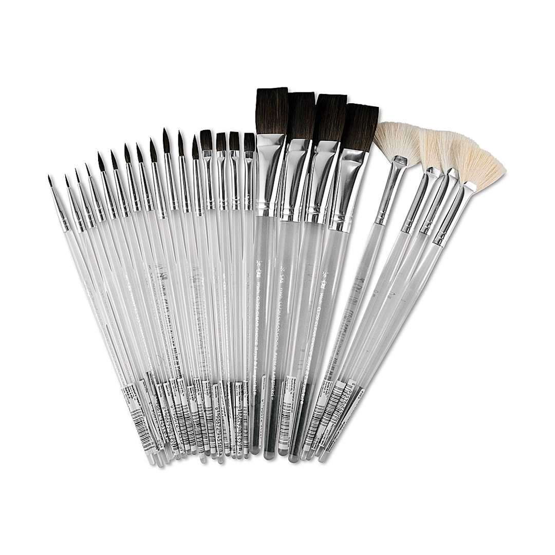 Open in modal - Royal & Langnickel Clear Choice Natural Ceramic Brushes Value Set - Component brushes shown upright