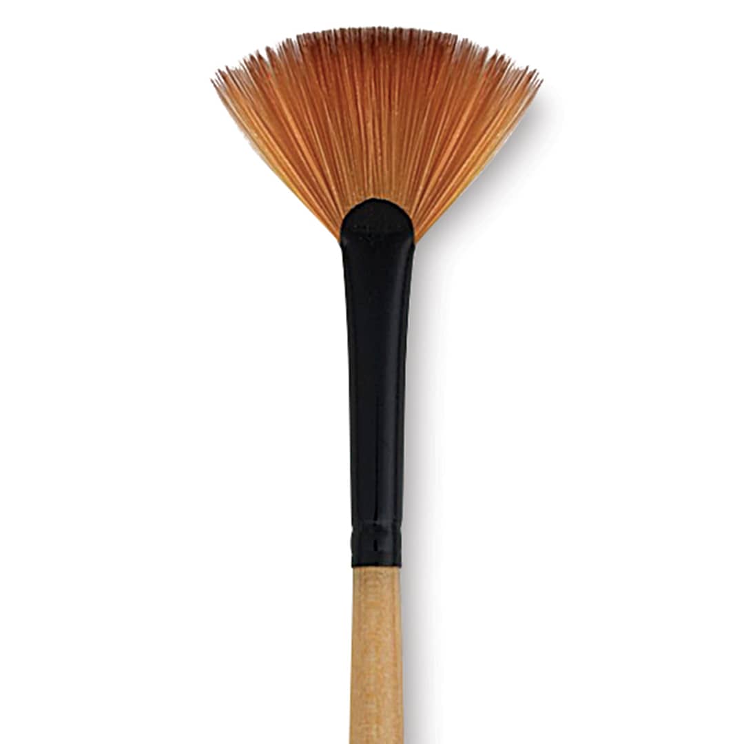 Open in modal - Dynasty Black Gold Brush - Fan, Short Handle, Size 2 close up