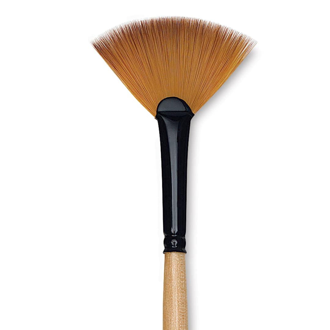 Open in modal - Dynasty Black Gold Brush - Fan, Short Handle, Size 4 close up