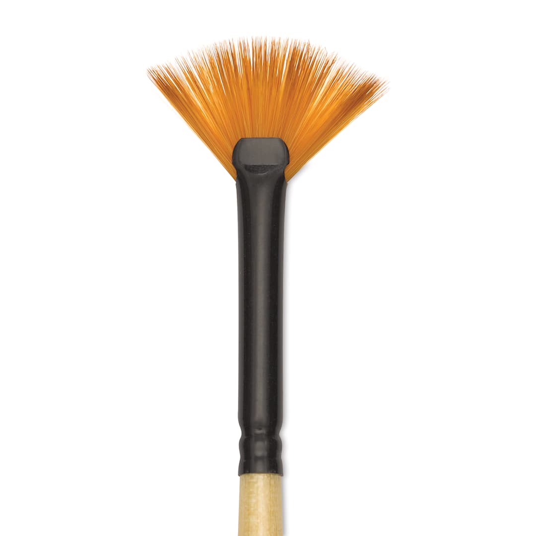 Open in modal - Dynasty Black Gold Brush - Mini Fan, close-up