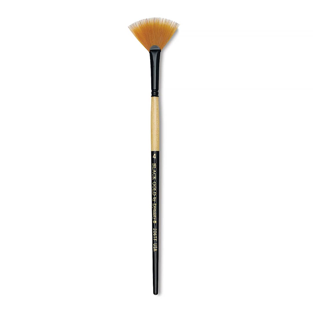 Open in modal - Dynasty Black Gold Synthetic Brush - Tooth Fan, Short Handle