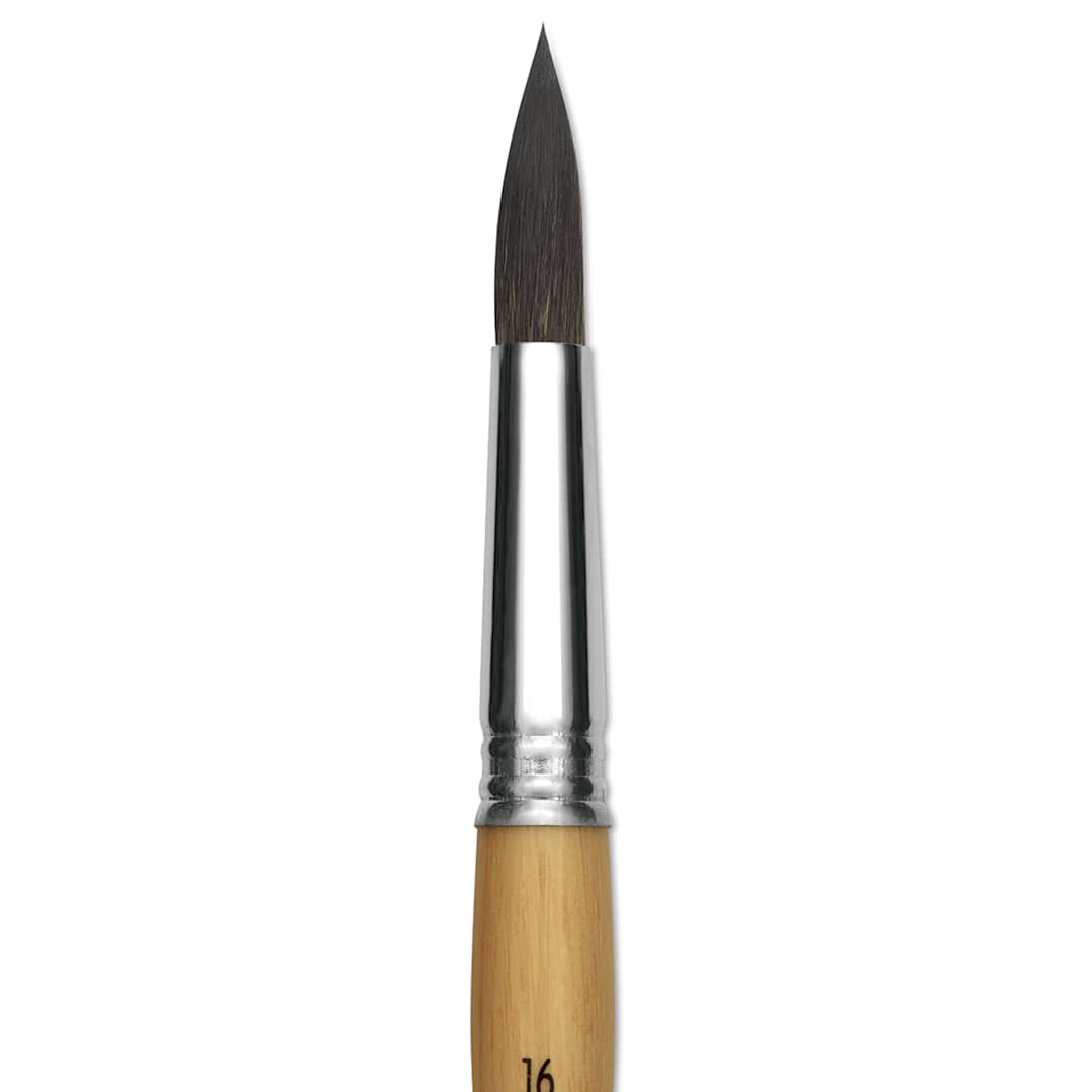 Open in modal - Escoda Squirrel Hair Ceramic Brush - Round Pointed, Size 16 (Close-up of brush)