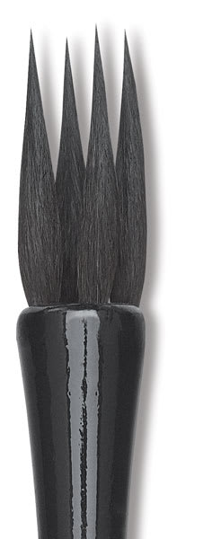 Open in modal - Luco Black Squirrel Round Brushes - closeup of pointed round, 4 lock brush