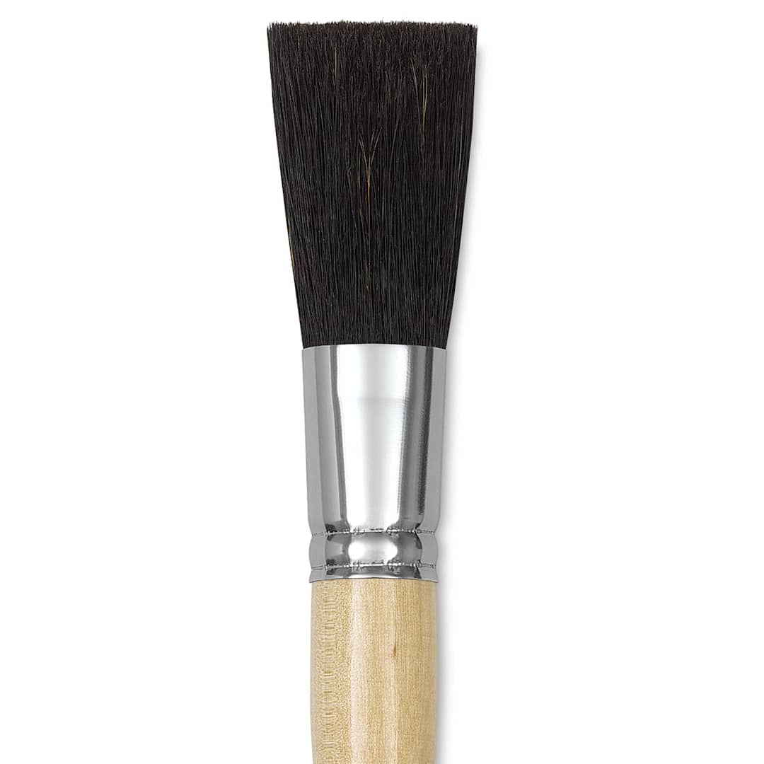 Open in modal - Dynasty Red-Letter Black Bristle Brush - Oval Sash, Long Handle, Size 6 close up