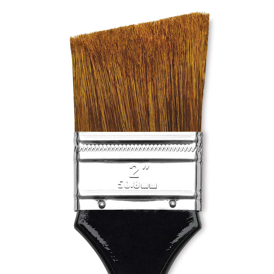 Open in modal - Dynasty Red-Letter Bristle/Ox Brush - Angle, Long Handle, Size 2 close up