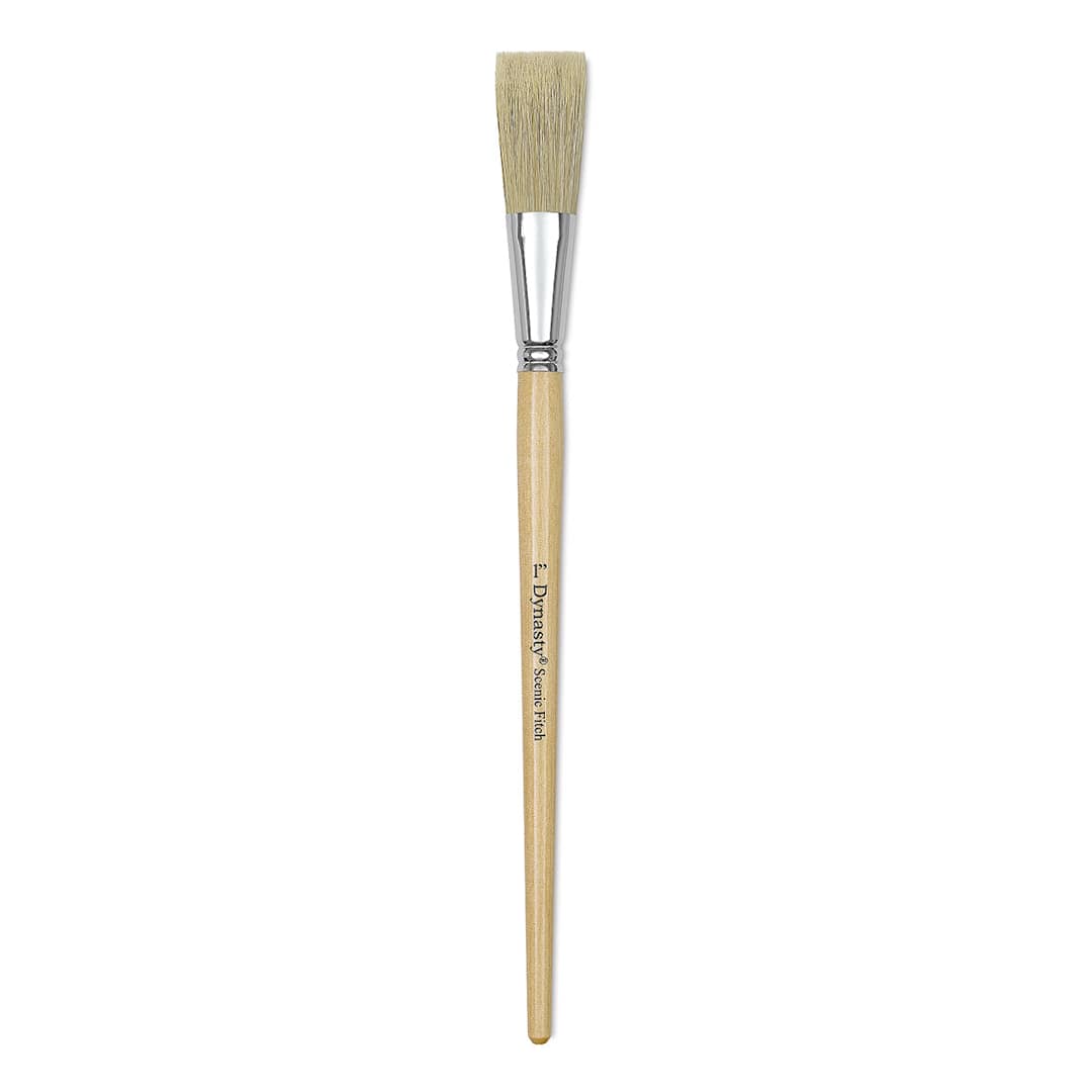 Open in modal - Dynasty Red-Letter White Bristle Brush - Scenic Fitch, Long Handle, Size 1