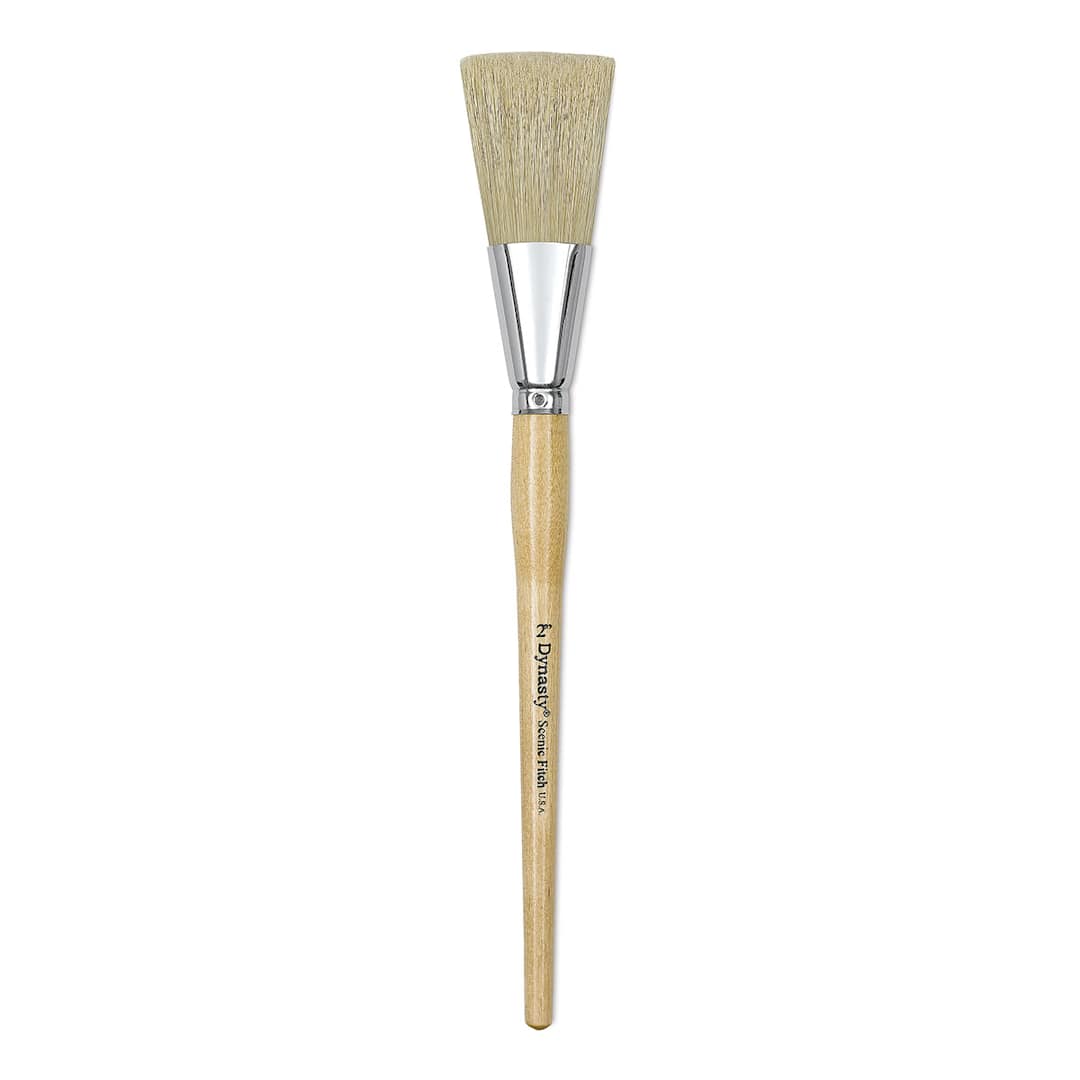 Open in modal - Dynasty Red-Letter White Bristle Brush - Scenic Fitch, Long Handle, Size 2