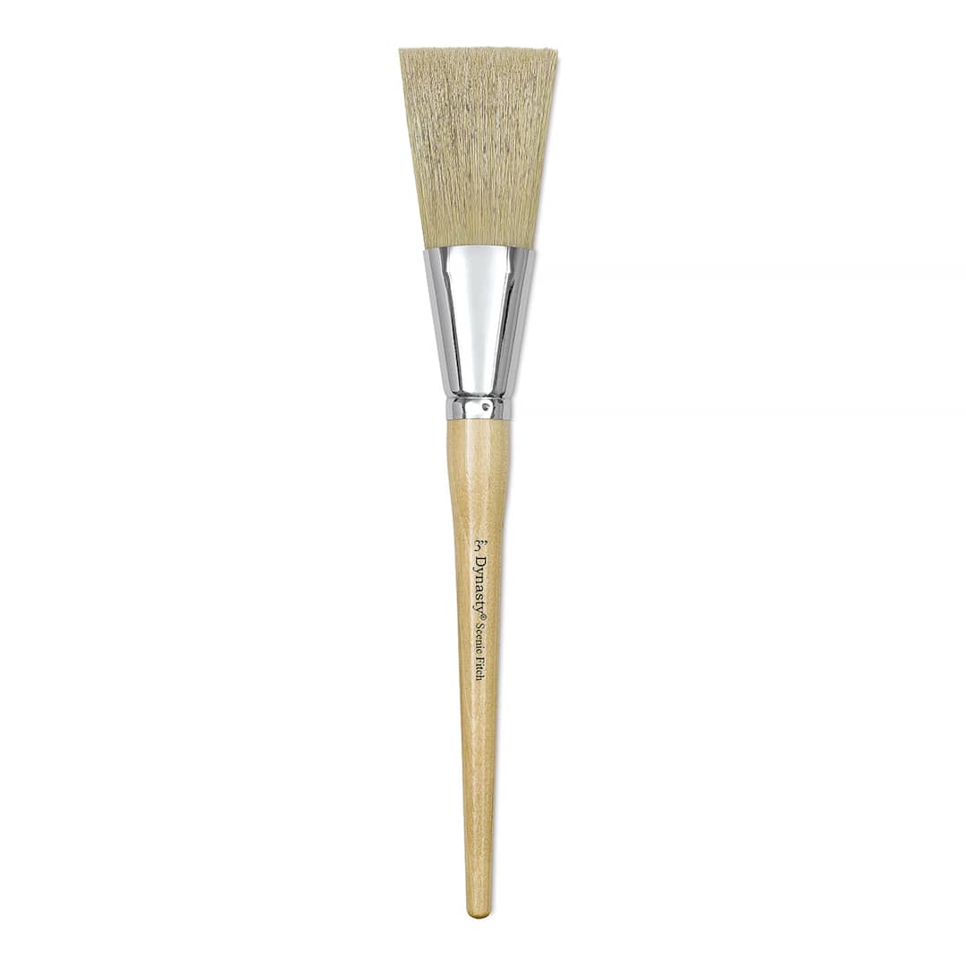 Open in modal - Dynasty Red-Letter White Bristle Brush - Scenic Fitch, Long Handle, Size 3