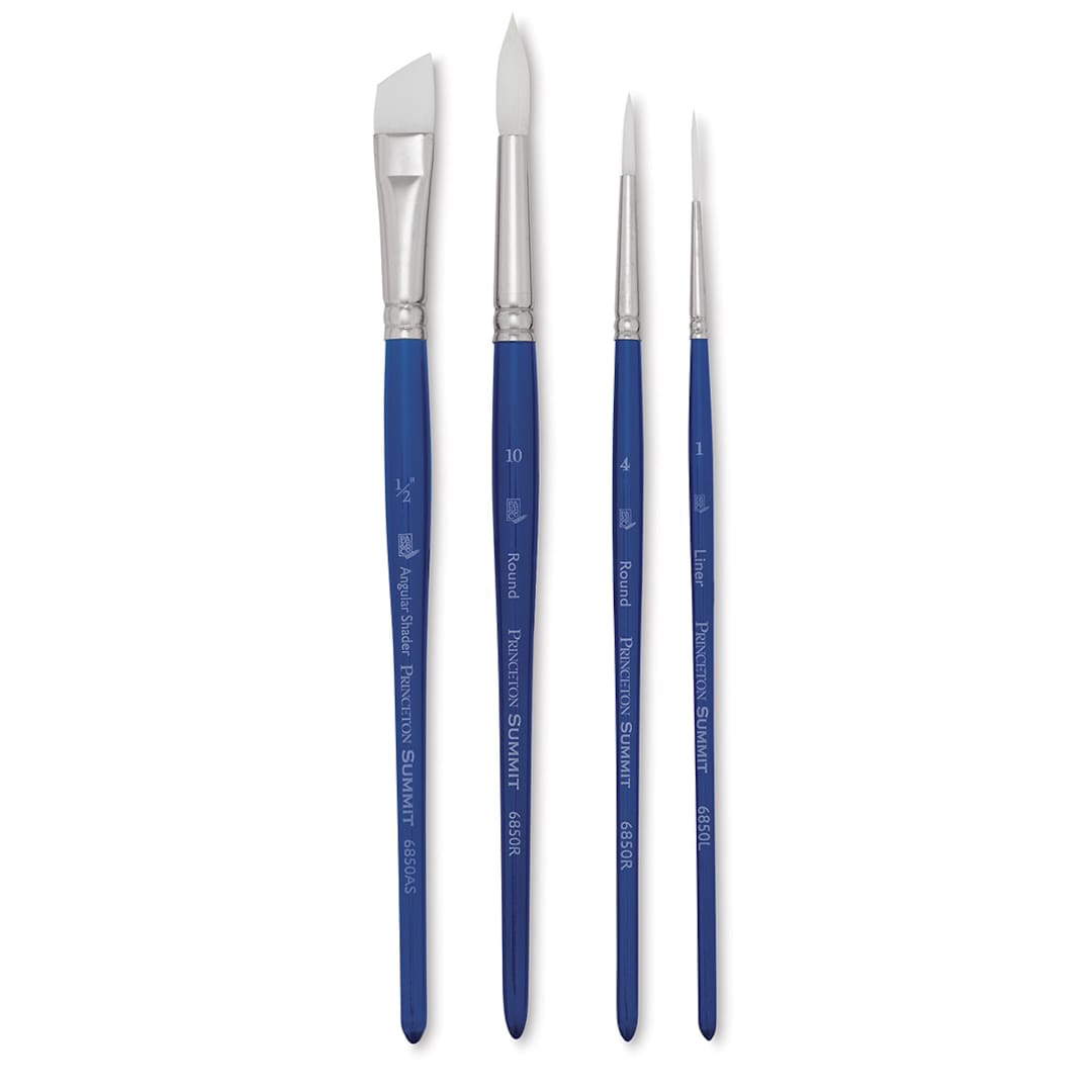Open in modal - Summit Series 6850 White Soft Synthetic Brush Set - Set of 4 shown upright