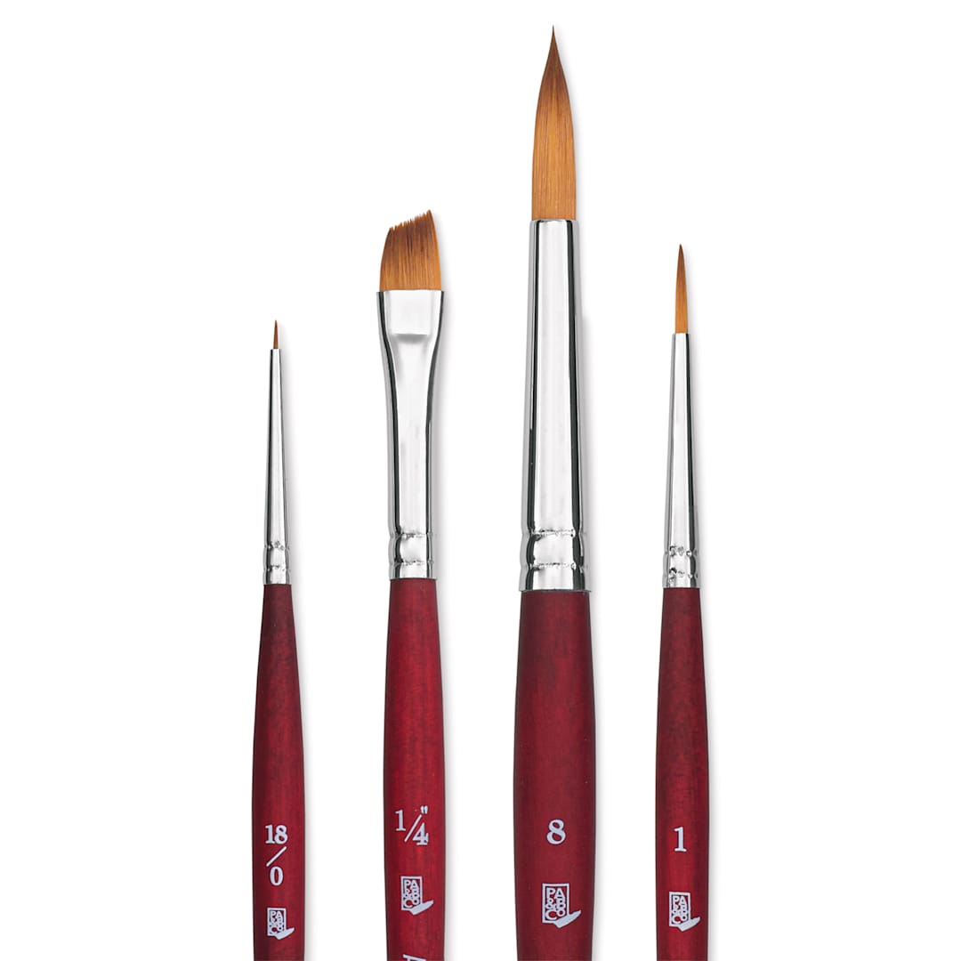 Open in modal - Princeton Velvetouch Series 3950 Synthetic Brushes - Blick Exclusive, Short Handle, Set of 4, close up