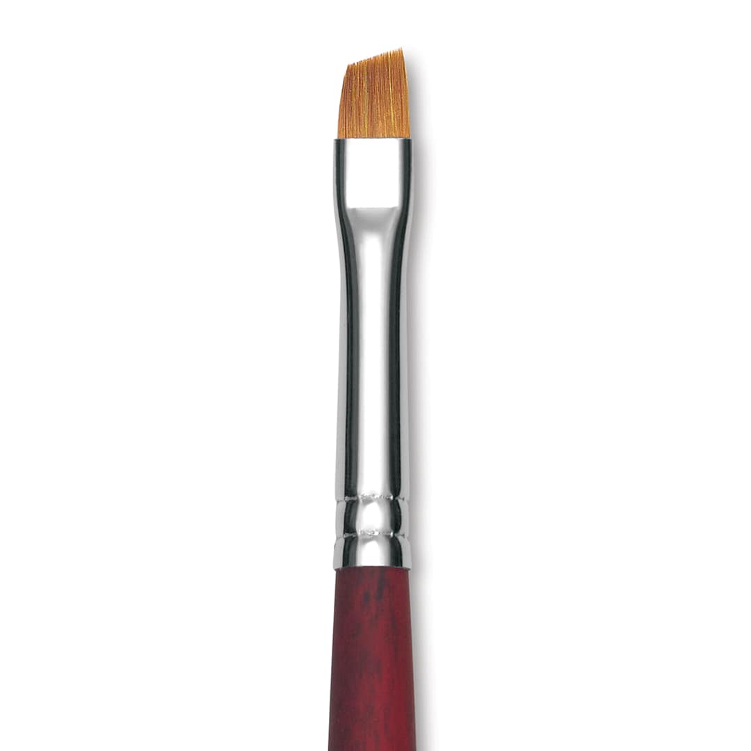 Open in modal - Princeton Velvetouch Series 3900 Synthetic Brush - Angle Bright, Long Handle, Size 6 (close-up)