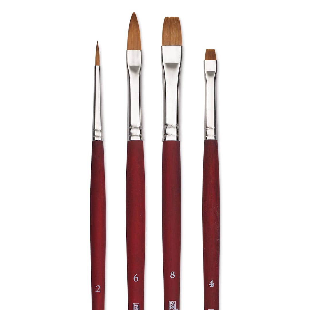 Open in modal - Princeton Velvetouch Series 3900 Synthetic Brushes - Blick Exclusive, Long Handle, Set of 4, close up