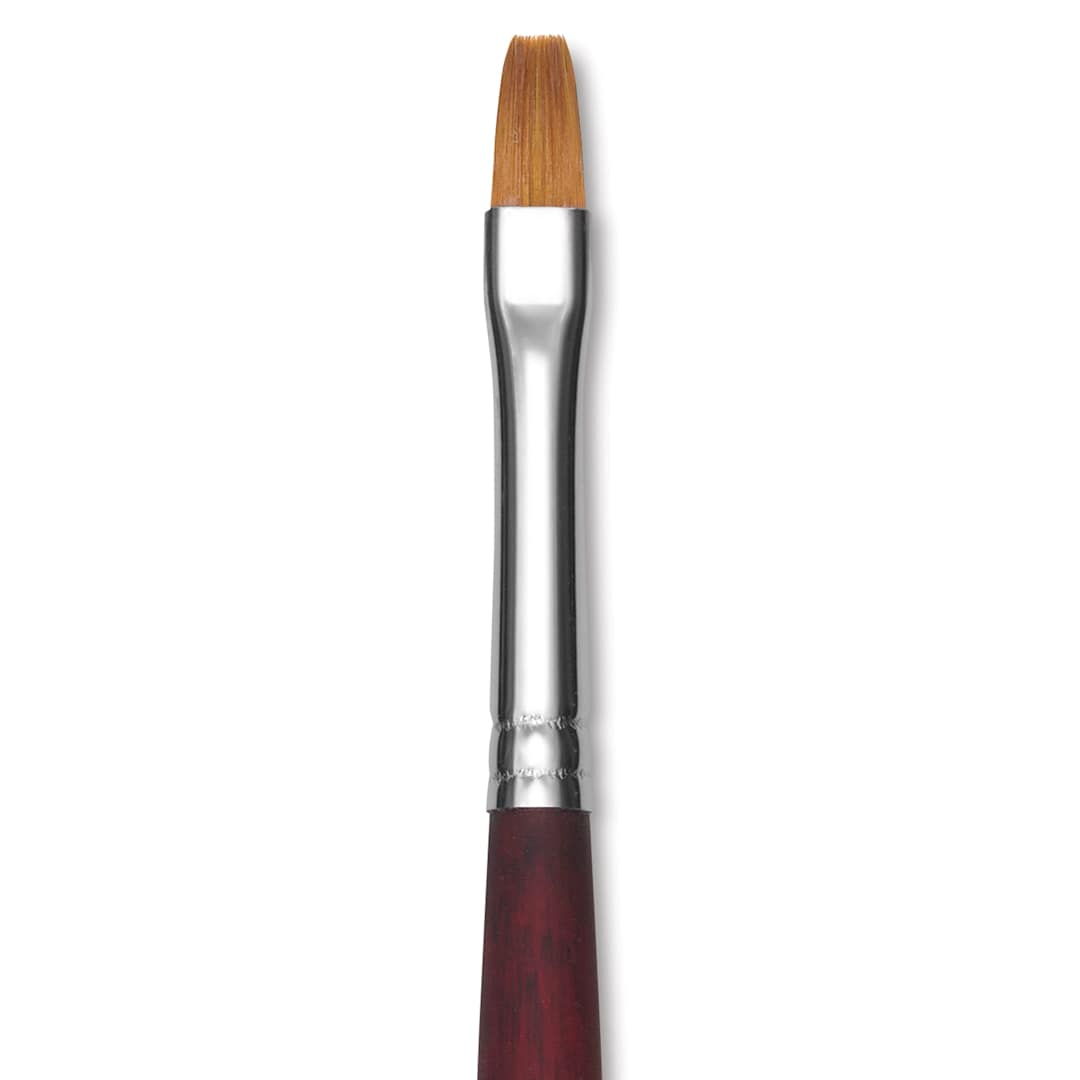 Open in modal - Princeton Velvetouch Series 3900 Synthetic Brush - Flat, Long Handle, Size 6 (close-up)