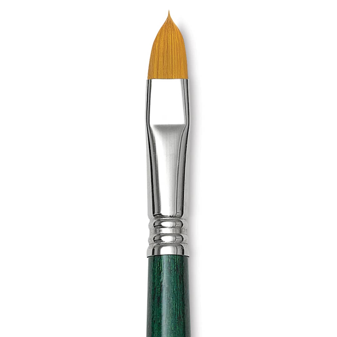 Open in modal - Escoda Barroco Toray Gold Synthetic Brush - Filbert "Cat's Tongue", Long Handle, Size 8