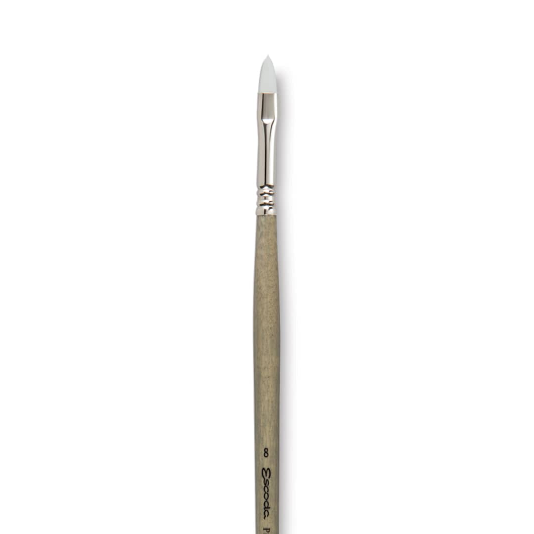 Open in modal - Escoda Perla Toray White Synthetic Brush - Filbert, Long Handle, Size 8